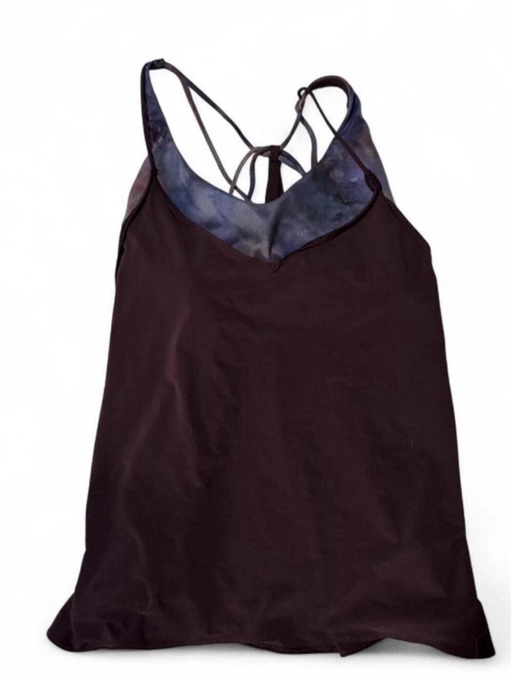 Athleta Deep Plum Double Layer Watercolor Strappy Tank Top size M